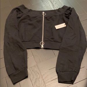 Zip front top cropped